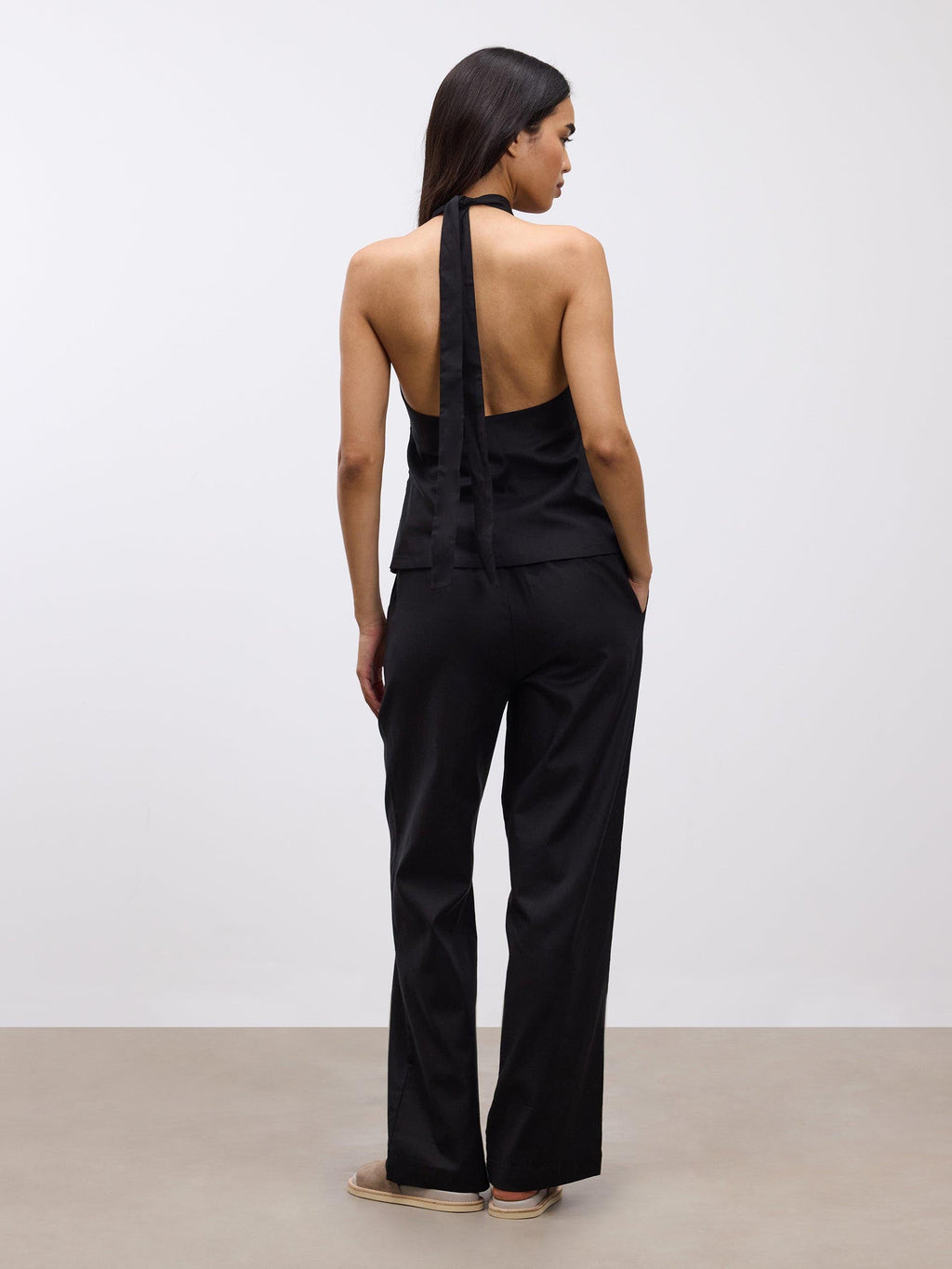 Womens Linen Trouser in Black