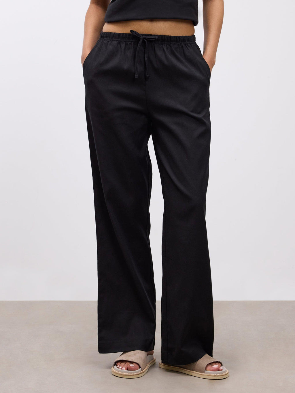 Womens Linen Trouser in Black