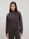 Womens Cosy Fleece Funnel Neck Jacket in Brown