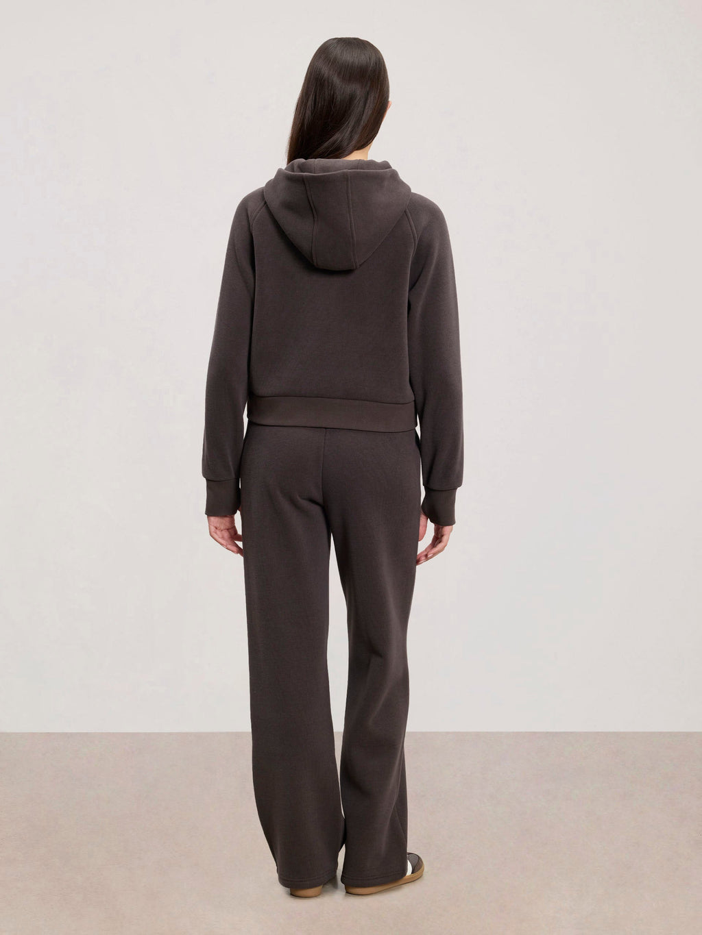 Womens Cosy Fleece Half Zip Hoodie in Brown
