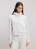 Womens Cosy Fleece Half Zip Hoodie in Marl Grey