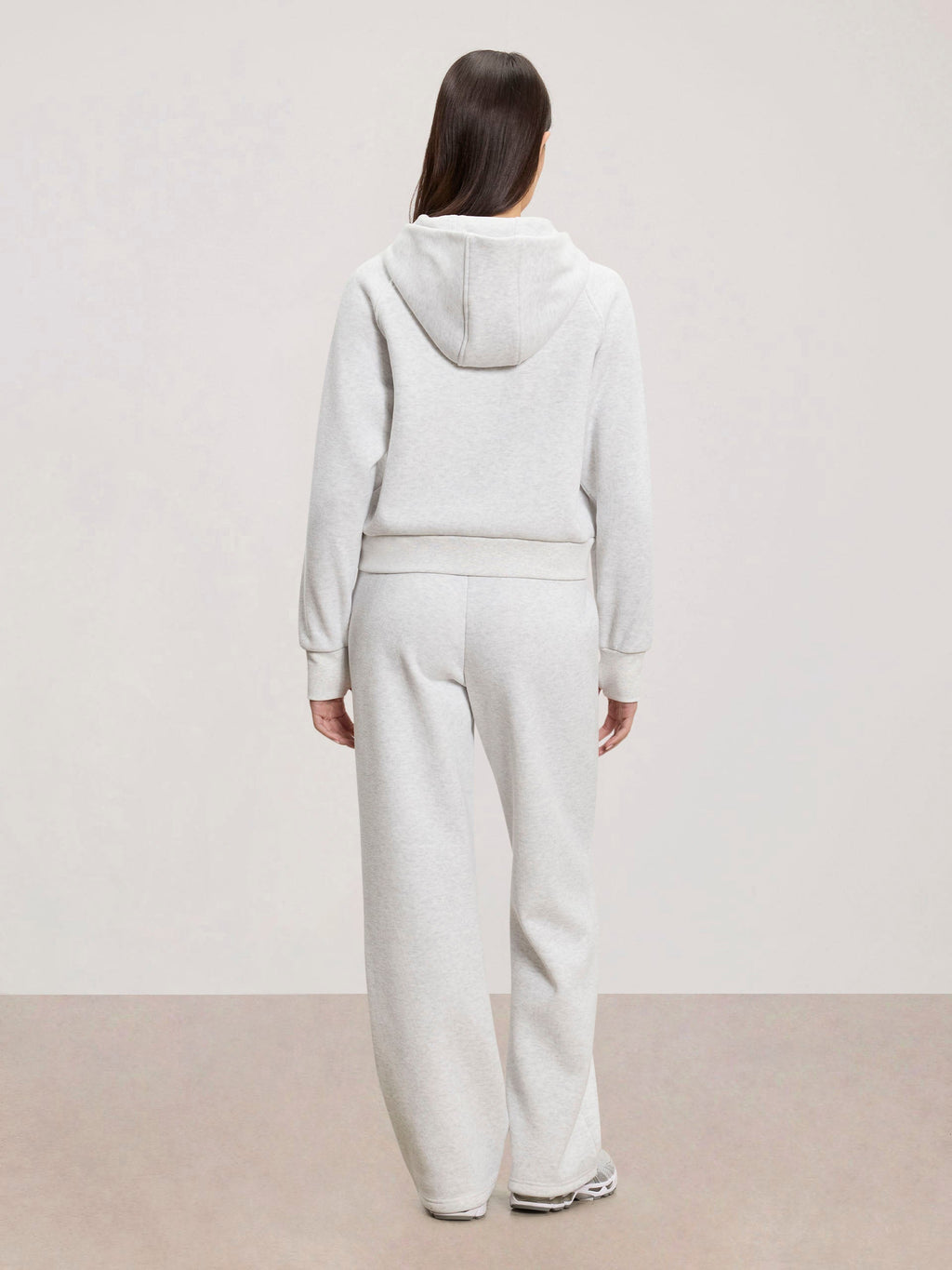 Womens Cosy Fleece Half Zip Hoodie in Marl Grey
