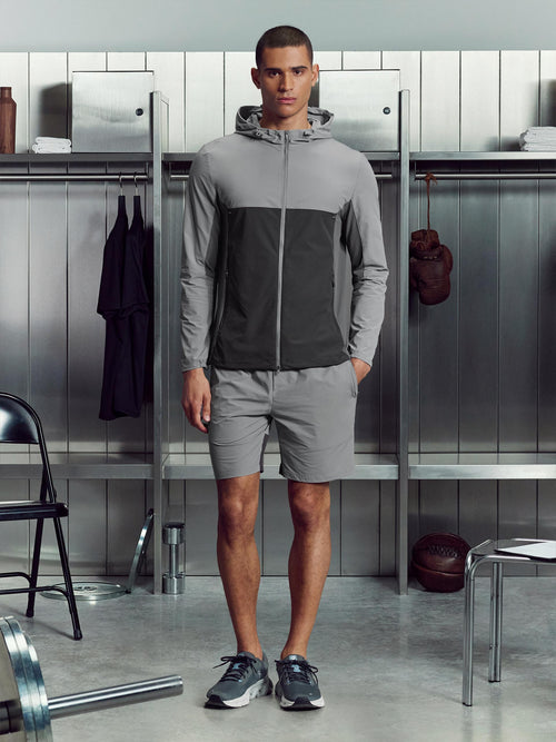Active Colour Block Windbreaker in Mid Grey Grey