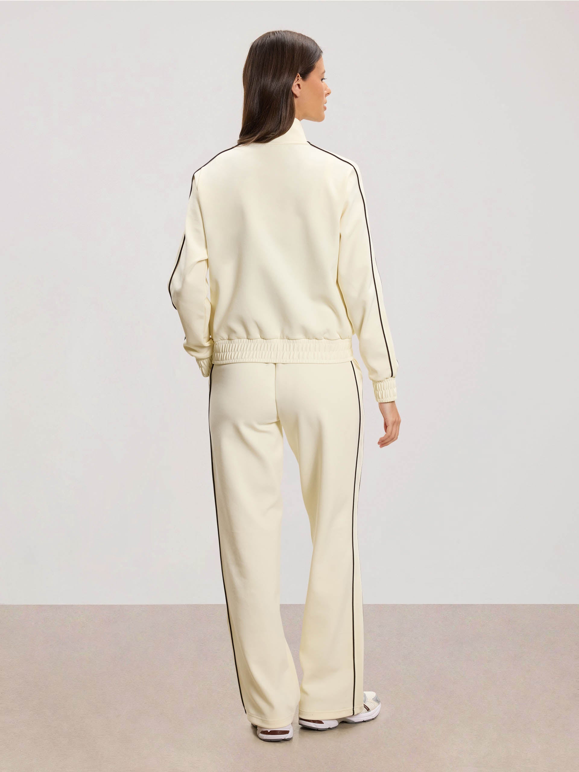 Womens Piping Track Jacket in Ecru