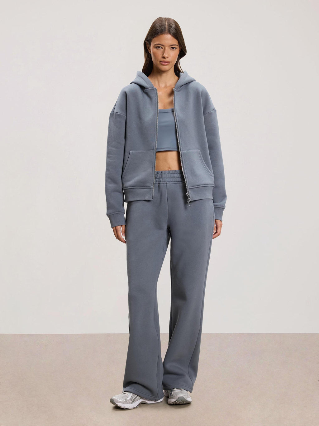 Womens Relaxed Zip Hoodie in Dove Blue