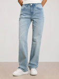 Womens Straight Leg Denim Jeans in Light Blue