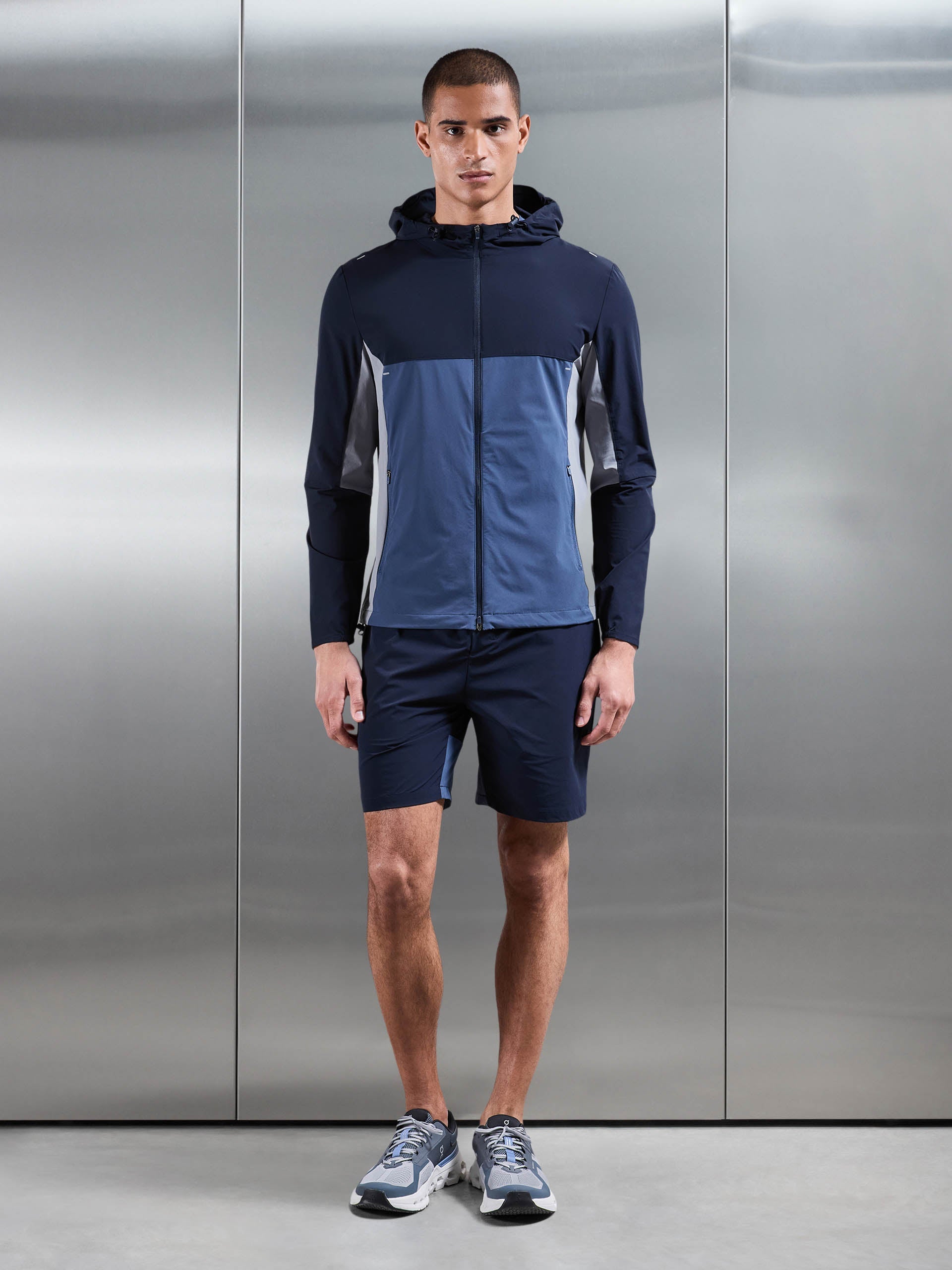 Active Colour Block Windbreaker in Navy Steel Blue