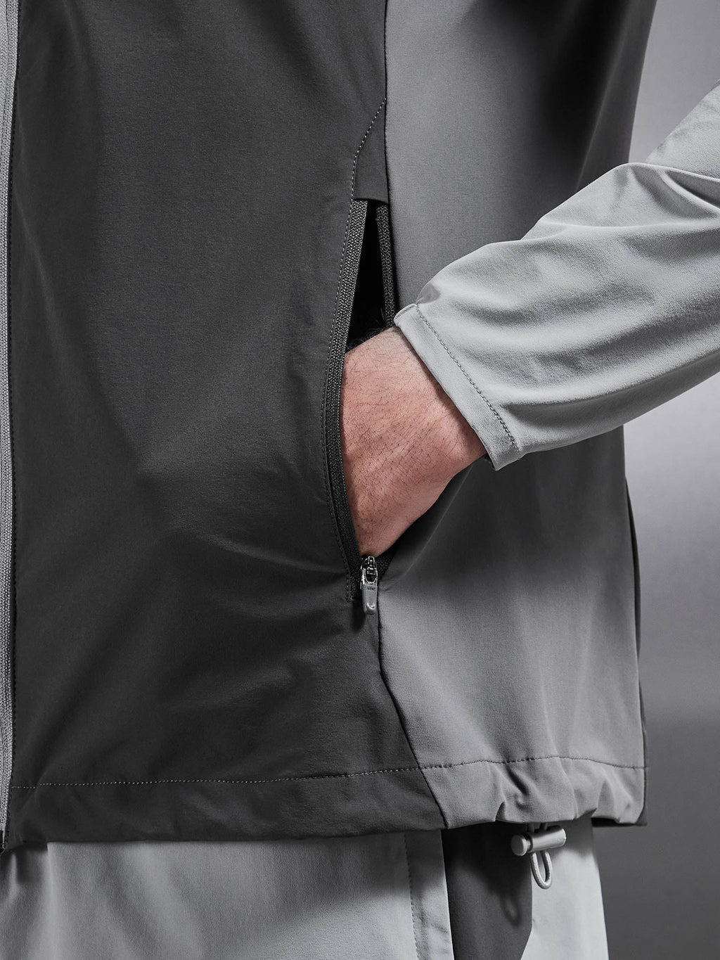 Active Colour Block Windbreaker in Mid Grey Grey