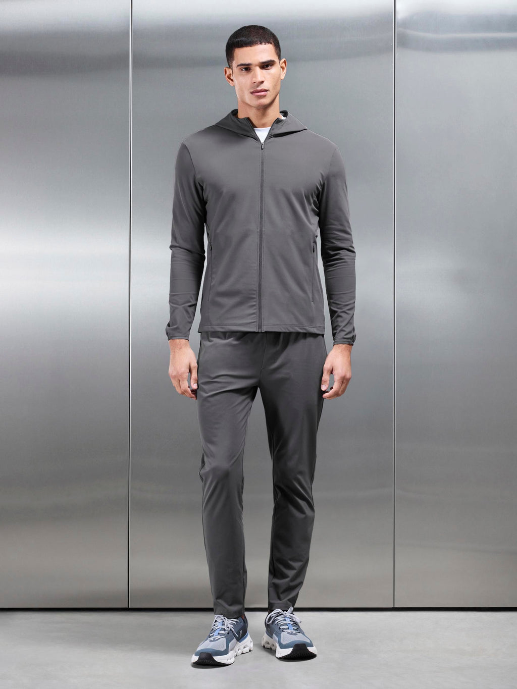 Active Jersey Zip Hoodie in Grey
