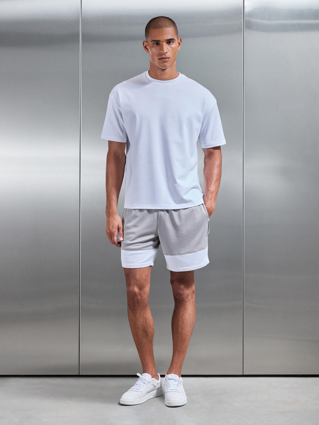 AirTech Colour Block Mesh Short in Mid Grey
