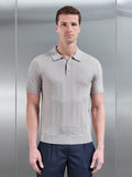 Arles Wave Plain Textured Polo Shirt in Stone