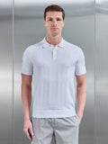 Arles Wave Plain Textured Polo Shirt in White