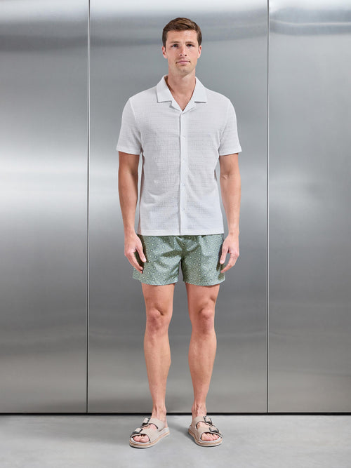 Arlo Drawstring Printed Shell Swim Short in Light Sage