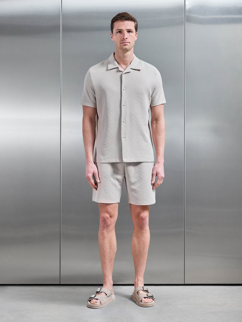 Aztec Revere Collar Shirt in Stone