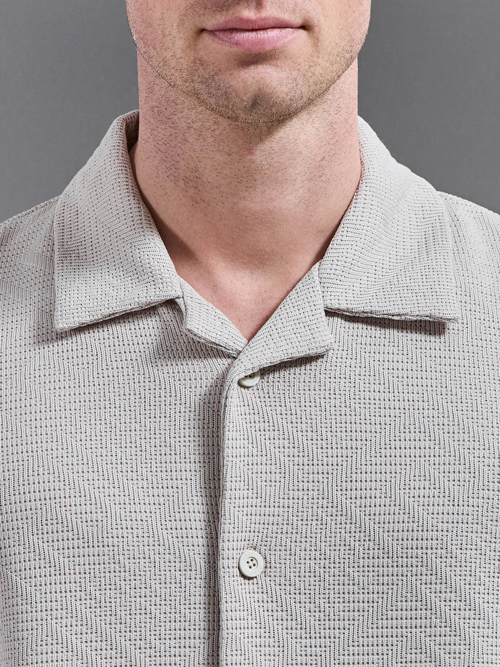 Aztec Revere Collar Shirt in Stone