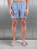 Capri Drawstring Printed Shell Swim Short in Light Blue