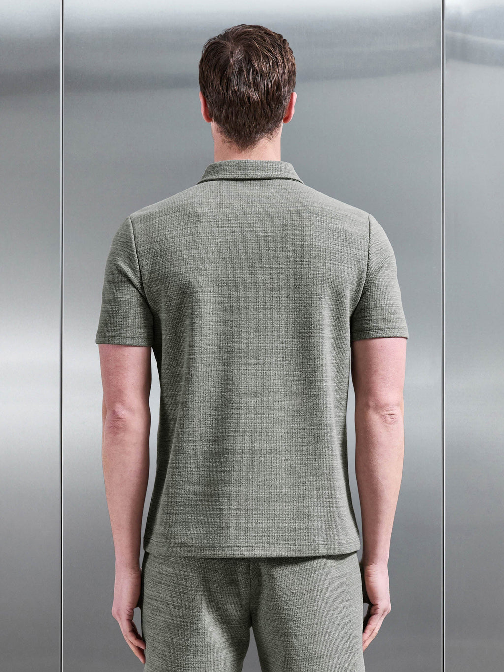 Cavour Textured Zip Polo Shirt in Olive