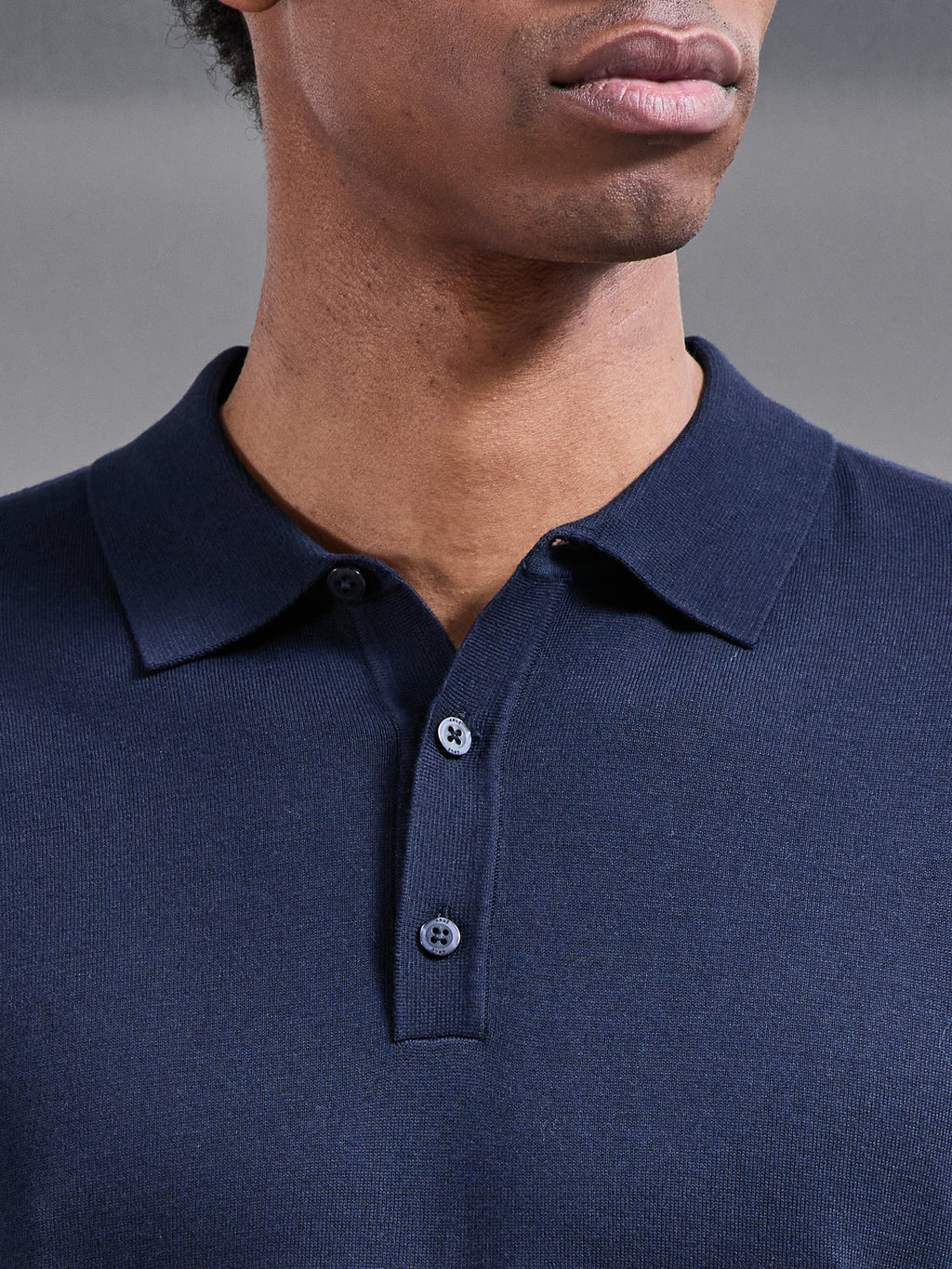 Cotton And Silk Polo Shirt in Navy