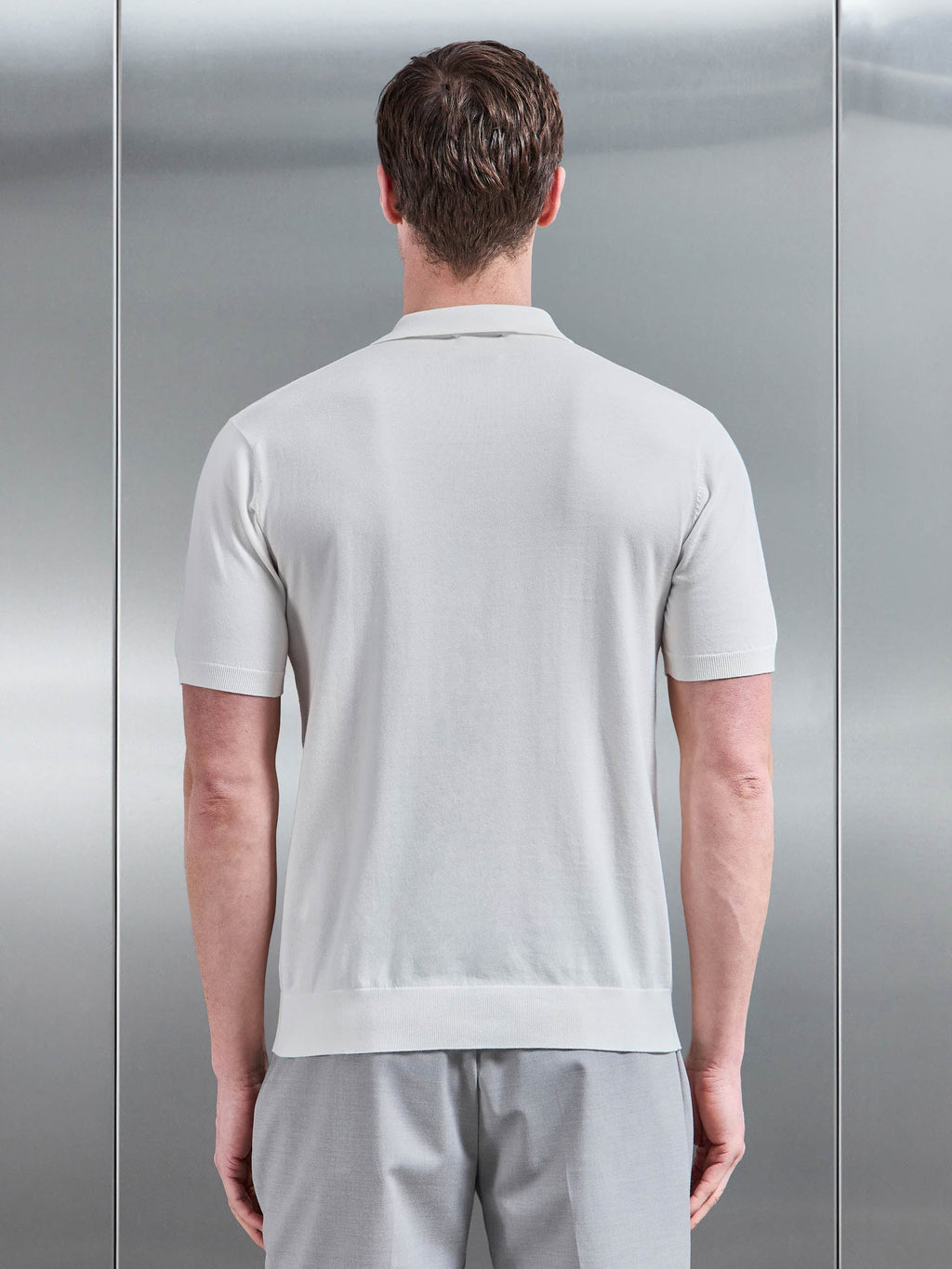 Cotton And Silk Polo Shirt in Off White