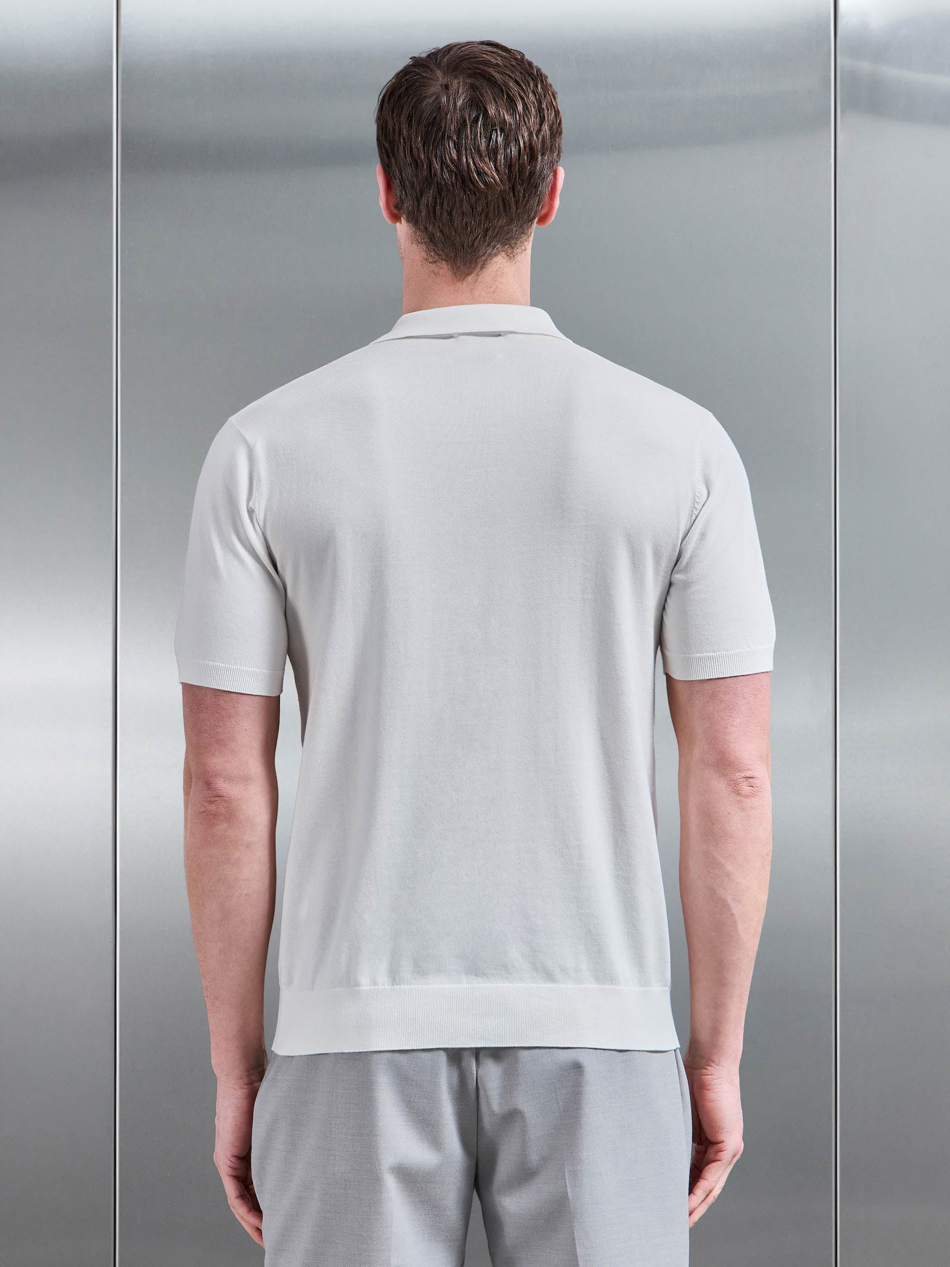 Cotton And Silk Polo Shirt in Off White
