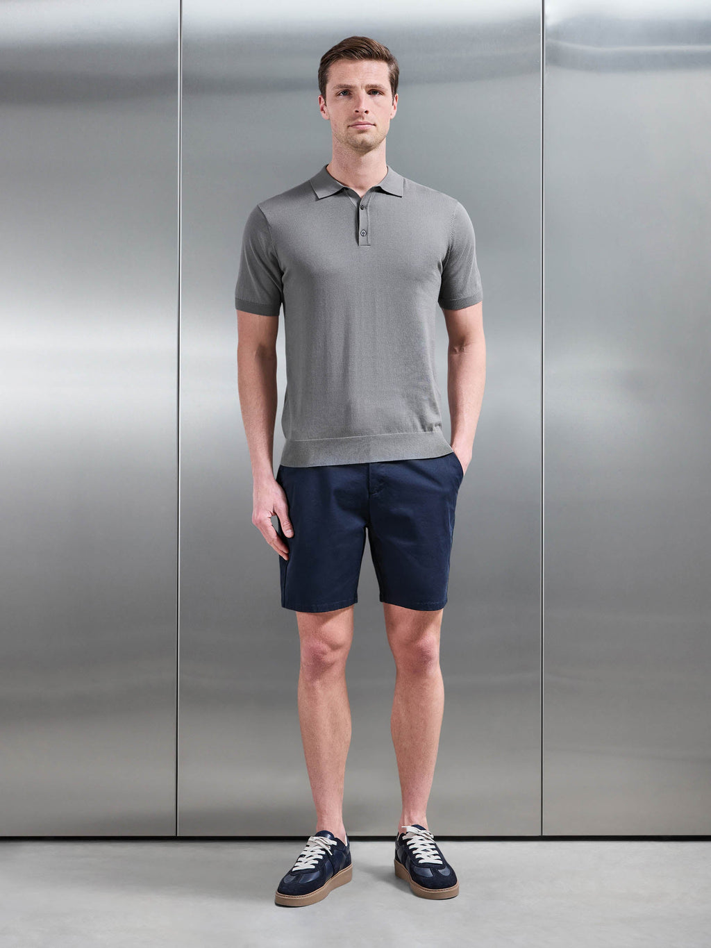 Cotton And Silk Polo Shirt in Sage