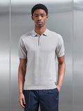 Cotton and Silk Polo Shirt in Stone