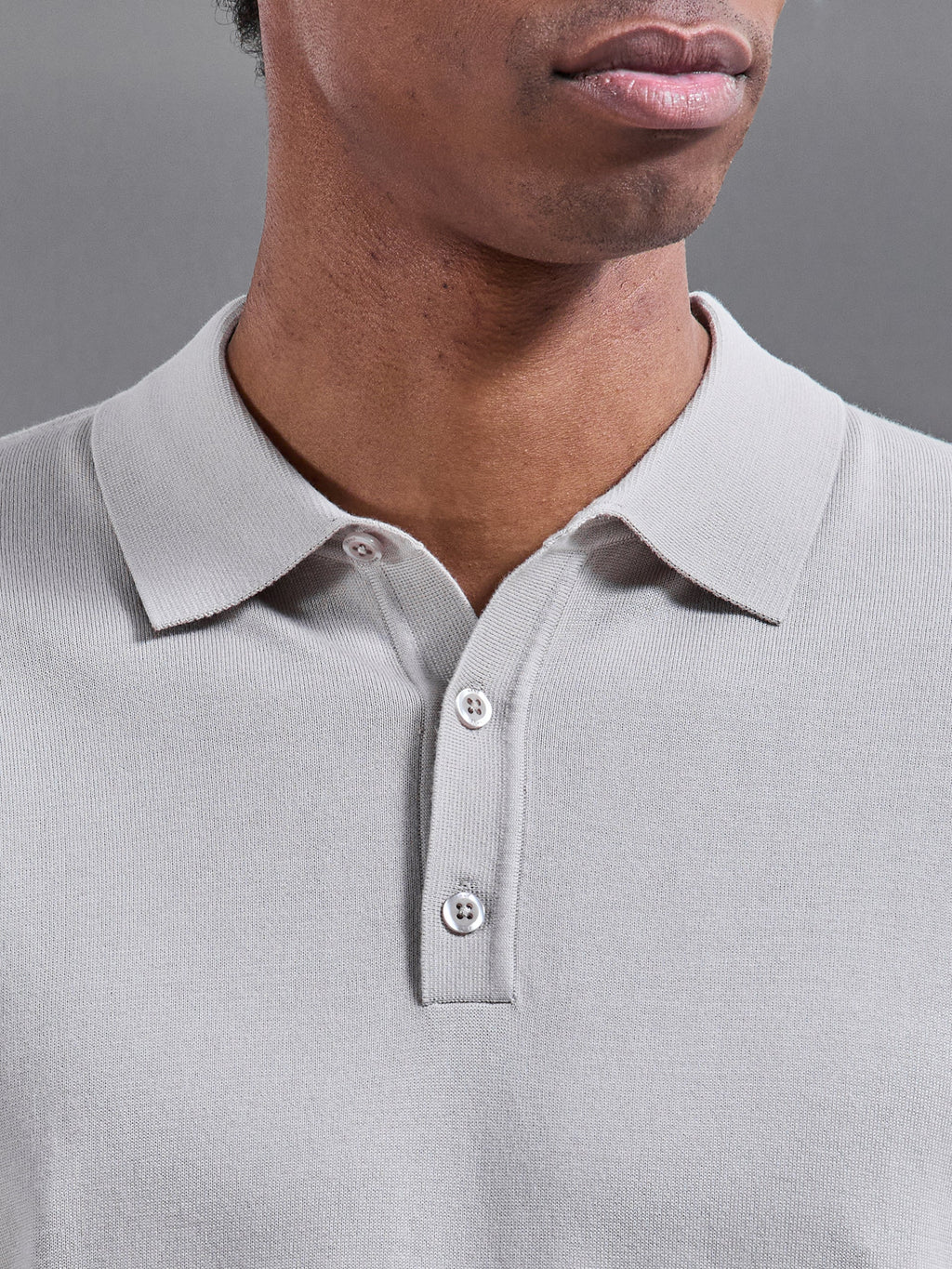 Cotton and Silk Polo Shirt in Stone