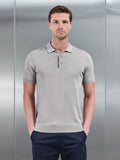 Cotton Knitted Button Polo Shirt in Stone