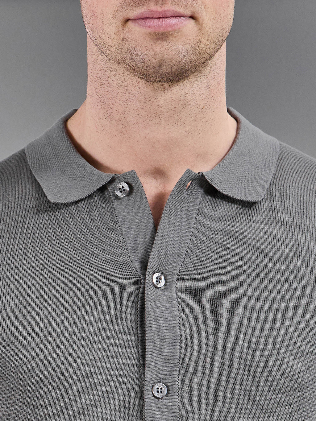 Cotton Knitted Button Through Short Sleeve Shirt in Sage