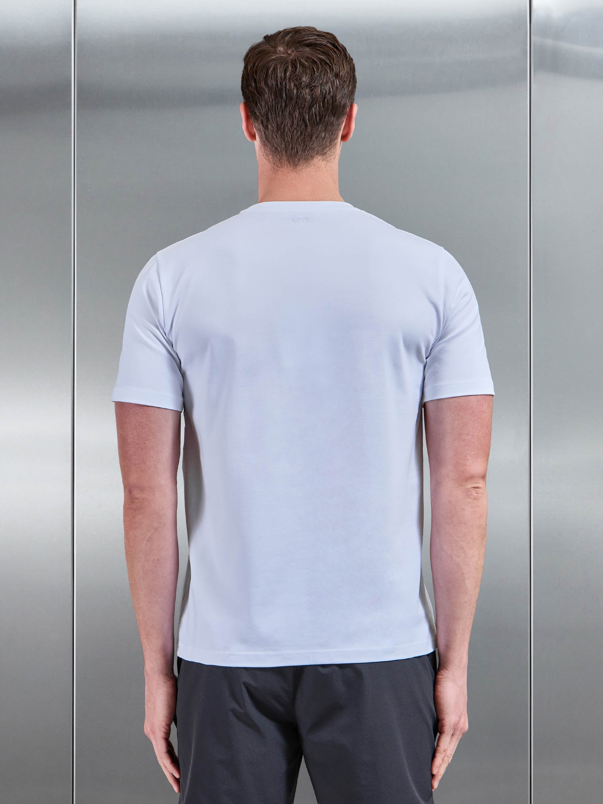 Cotton Stretch Colour Block T-Shirt in White