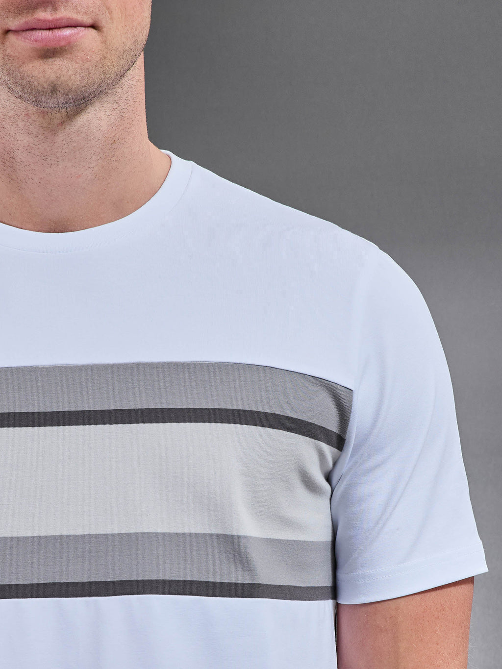 Cotton Stretch Colour Block T-Shirt in White