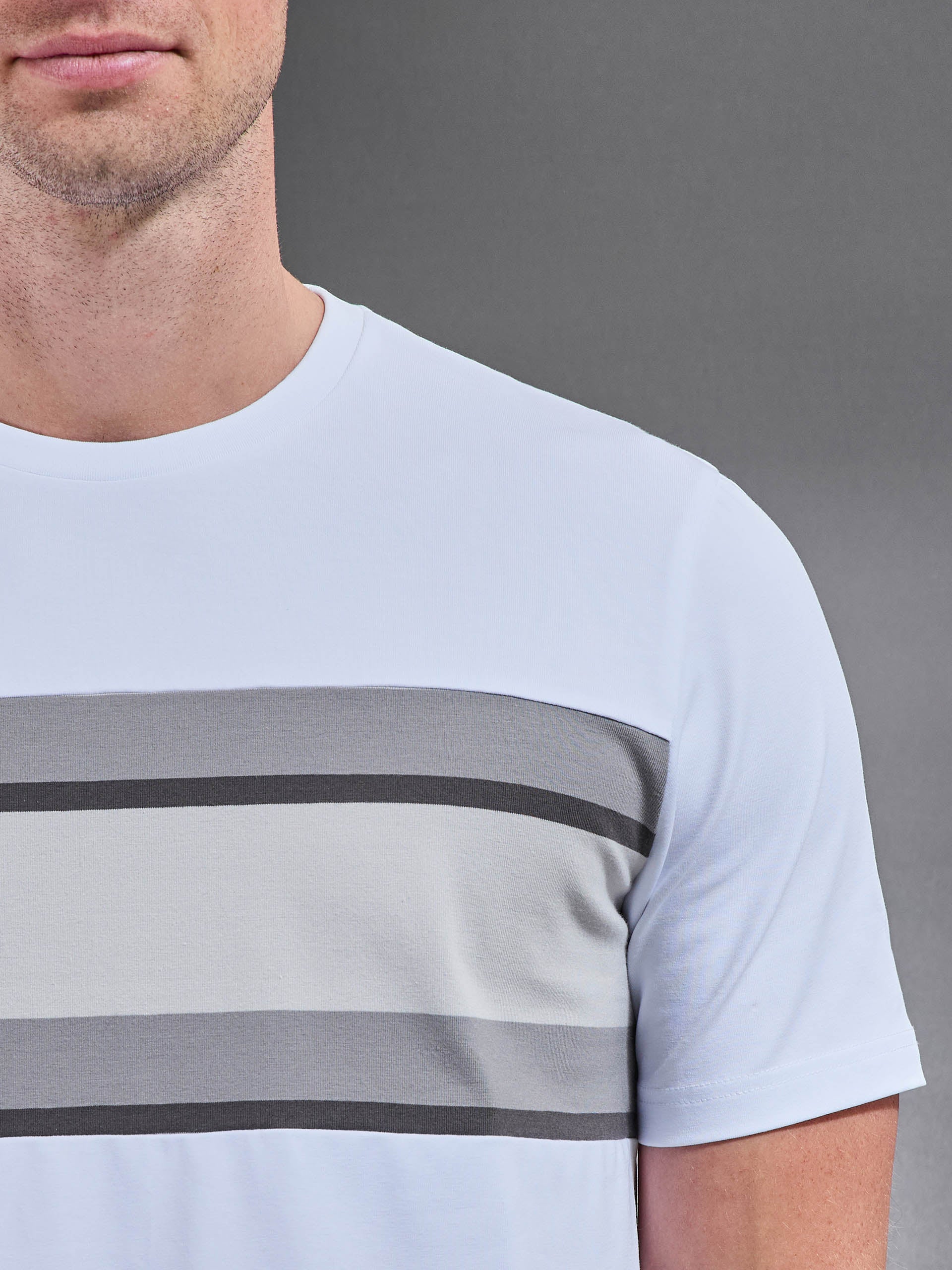 Cotton Stretch Colour Block T-Shirt in White