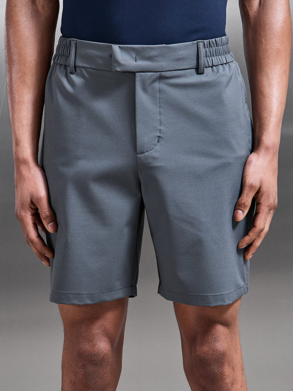 Crease Resistant Stretch Chino Short in Grey