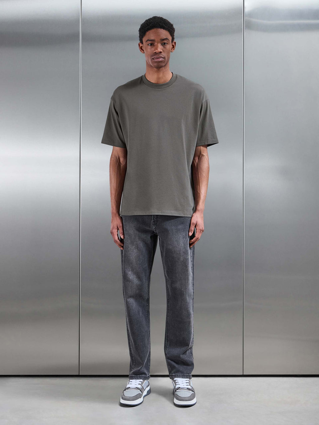 Essential Relaxed Fit Cotton T-Shirt in Grey