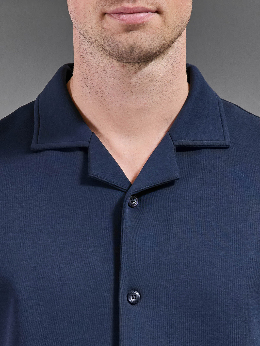 Everyday Luxe Revere Collar Shirt in Navy
