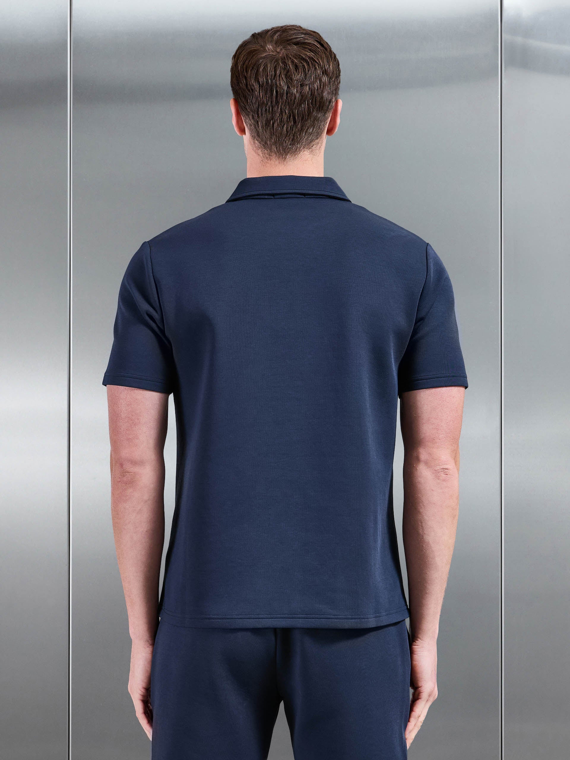 Everyday Luxe Revere Collar Shirt in Navy