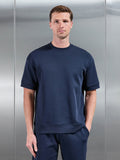 Everyday Luxe Ribbed Relaxed T-Shirt in Navy