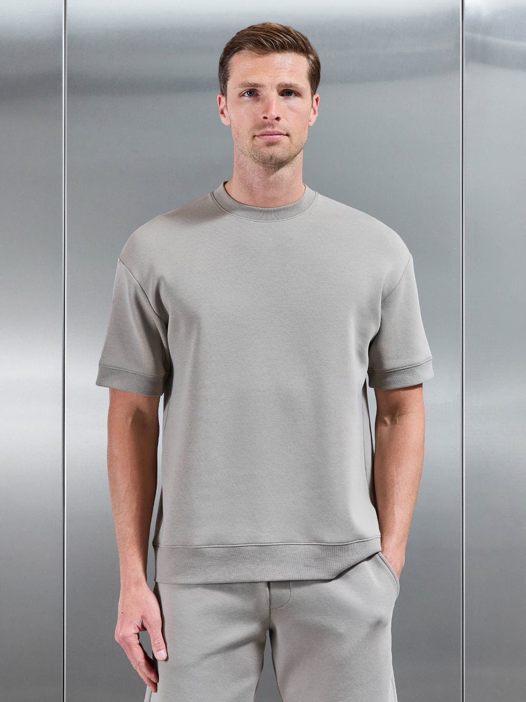Everyday Luxe Ribbed Relaxed T-Shirt in Stone