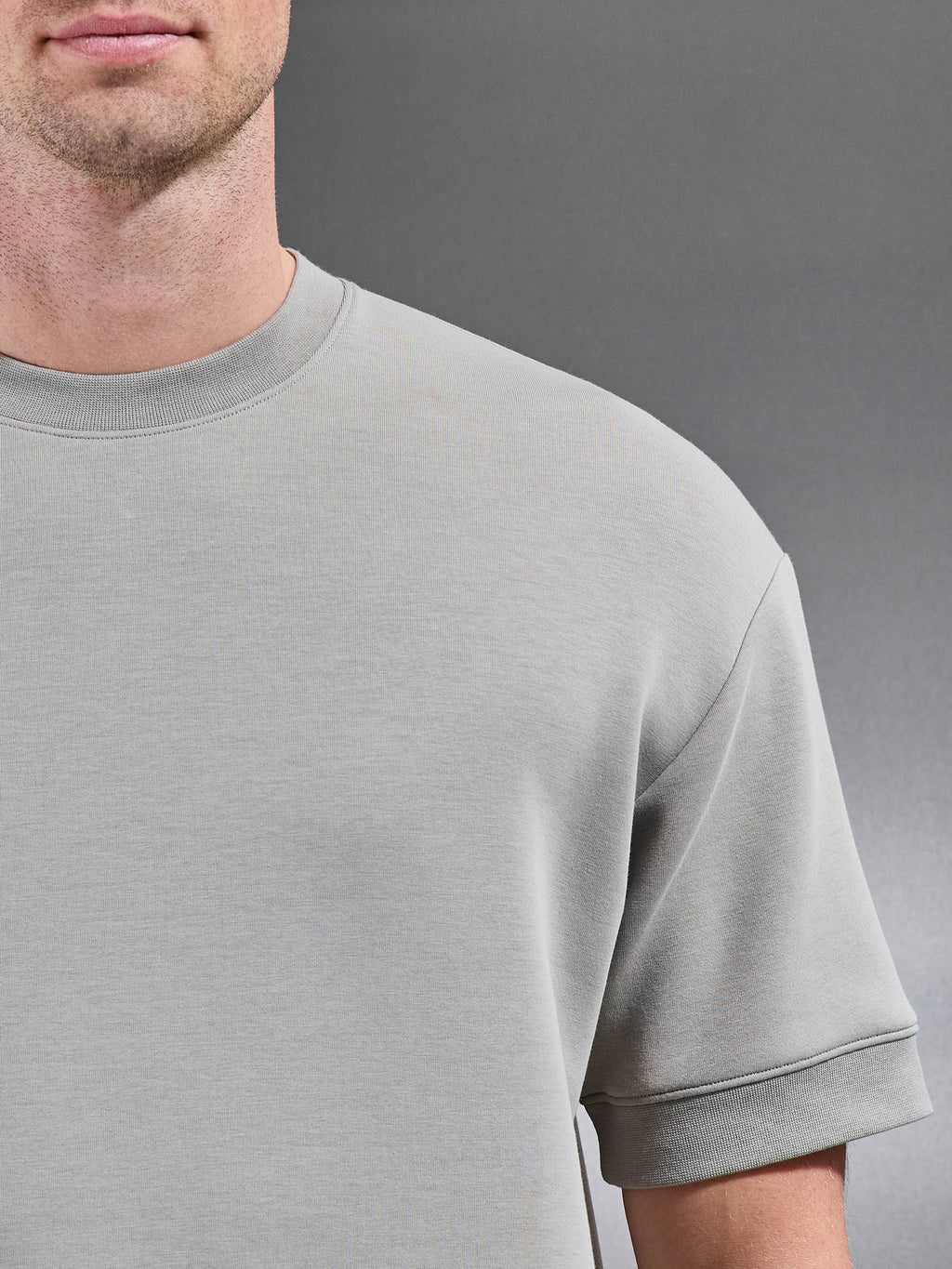 Everyday Luxe Ribbed Relaxed T-Shirt in Stone