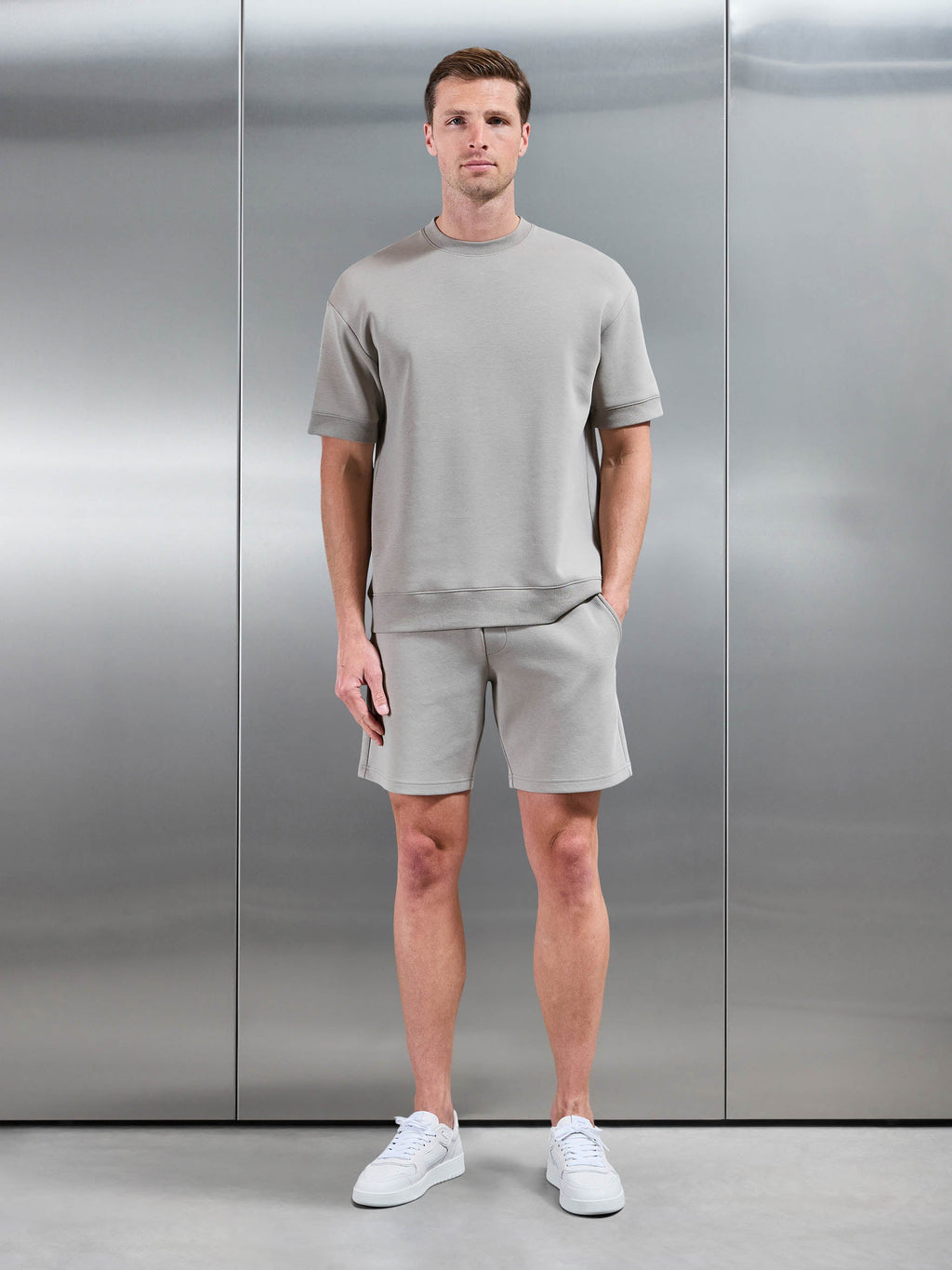 Everyday Luxe Ribbed Relaxed T-Shirt in Stone