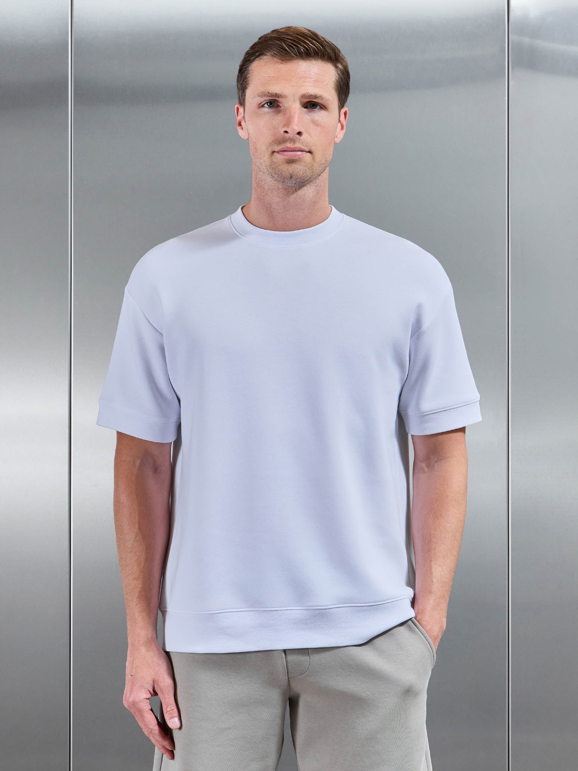 Everyday Luxe Ribbed Relaxed T-Shirt in White