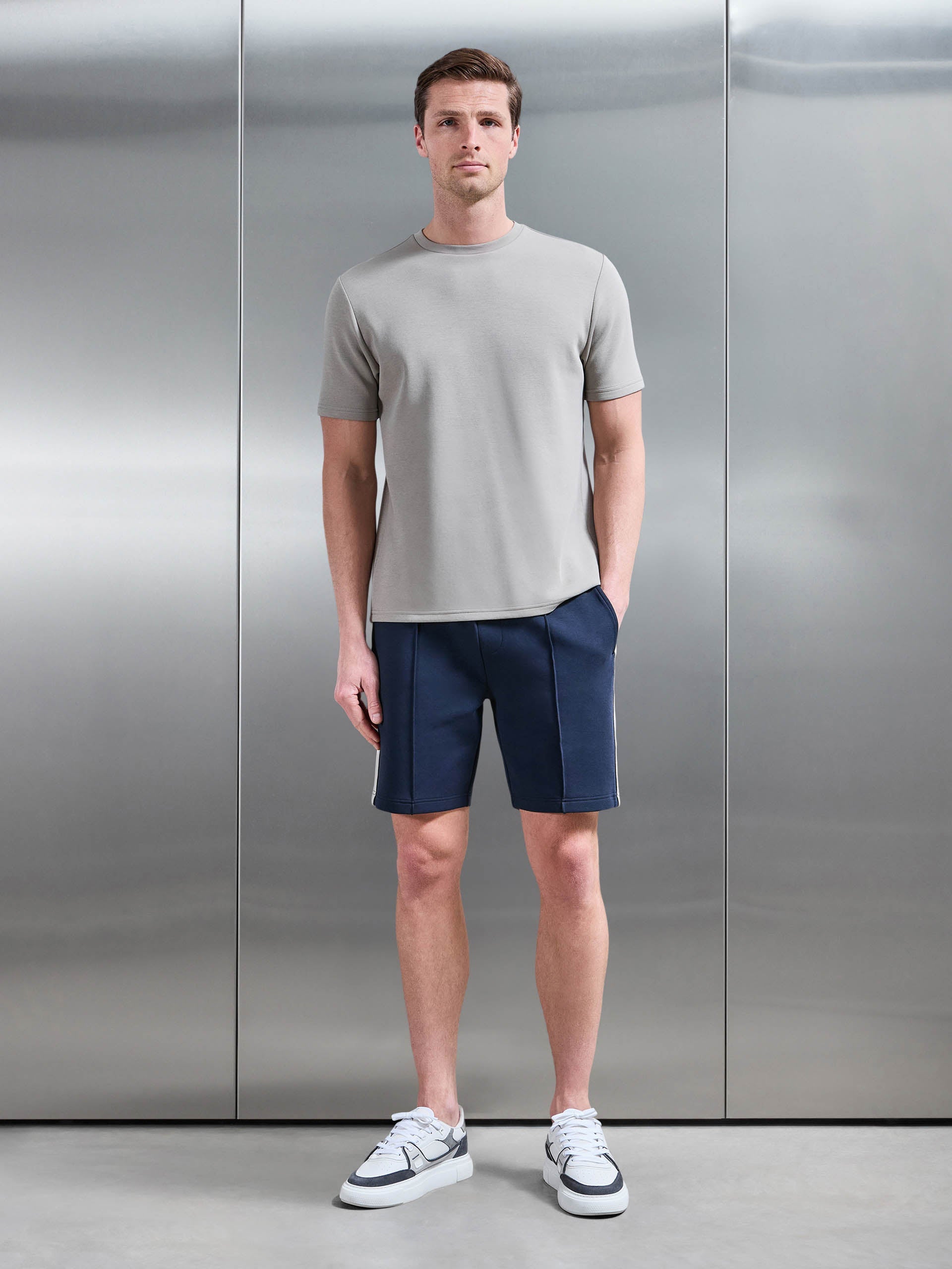 Everyday Luxe Side Stripe Short in Navy
