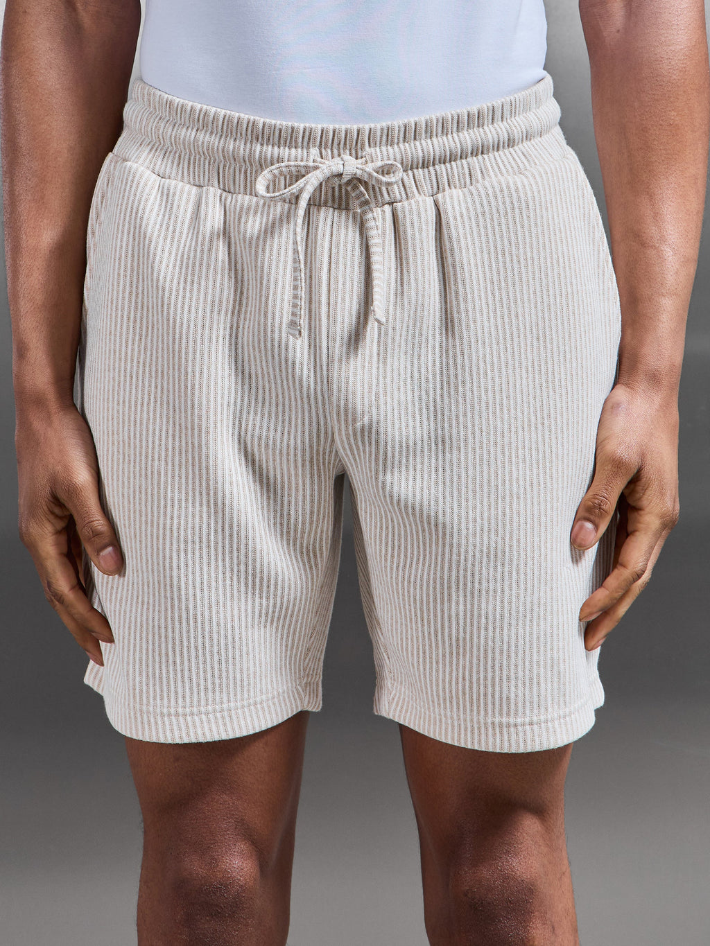 Forde Knitted Stripe Short in Stone