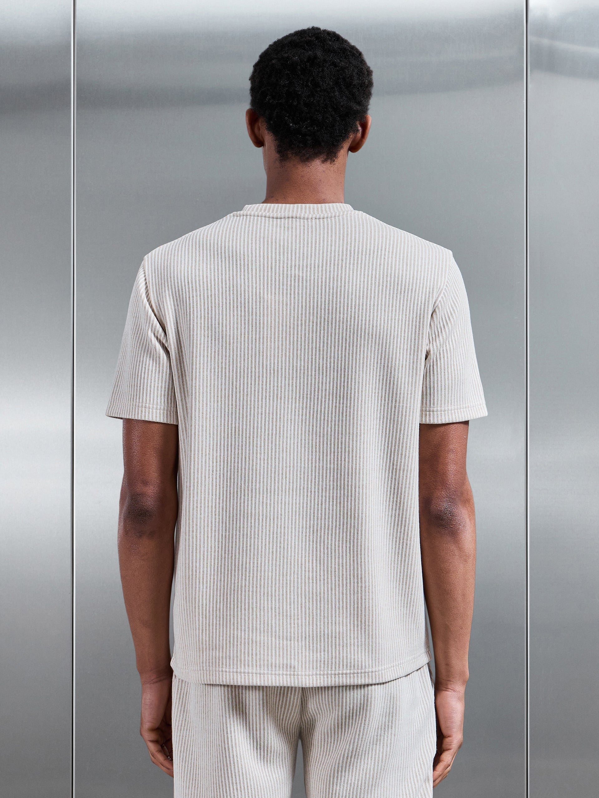 Forde Knitted Stripe T-Shirt in Stone