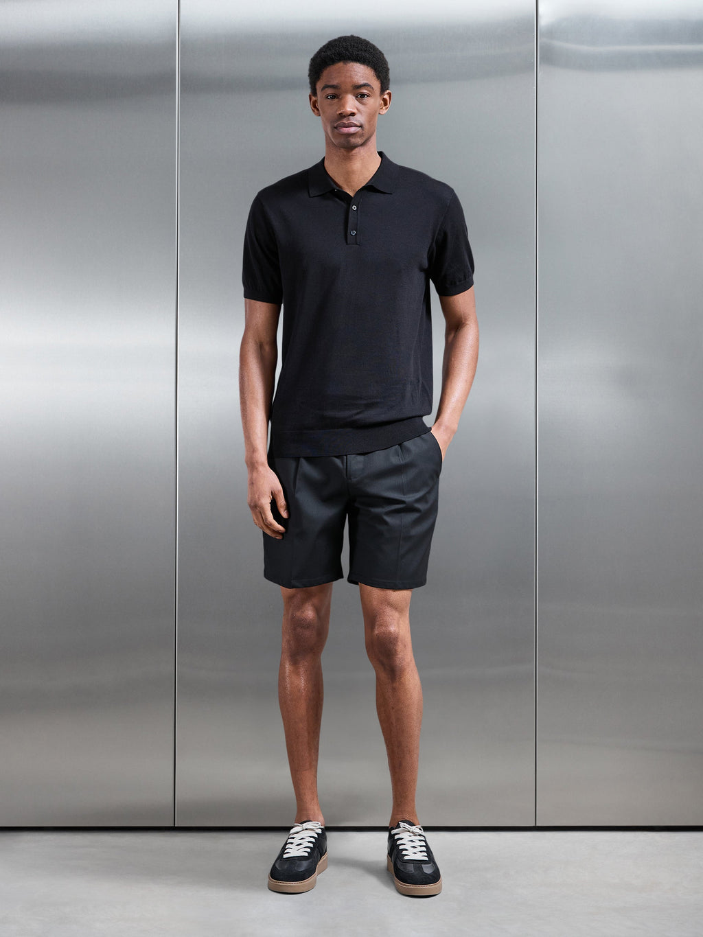 Formal Stretch Side Adjuster Short in Black
