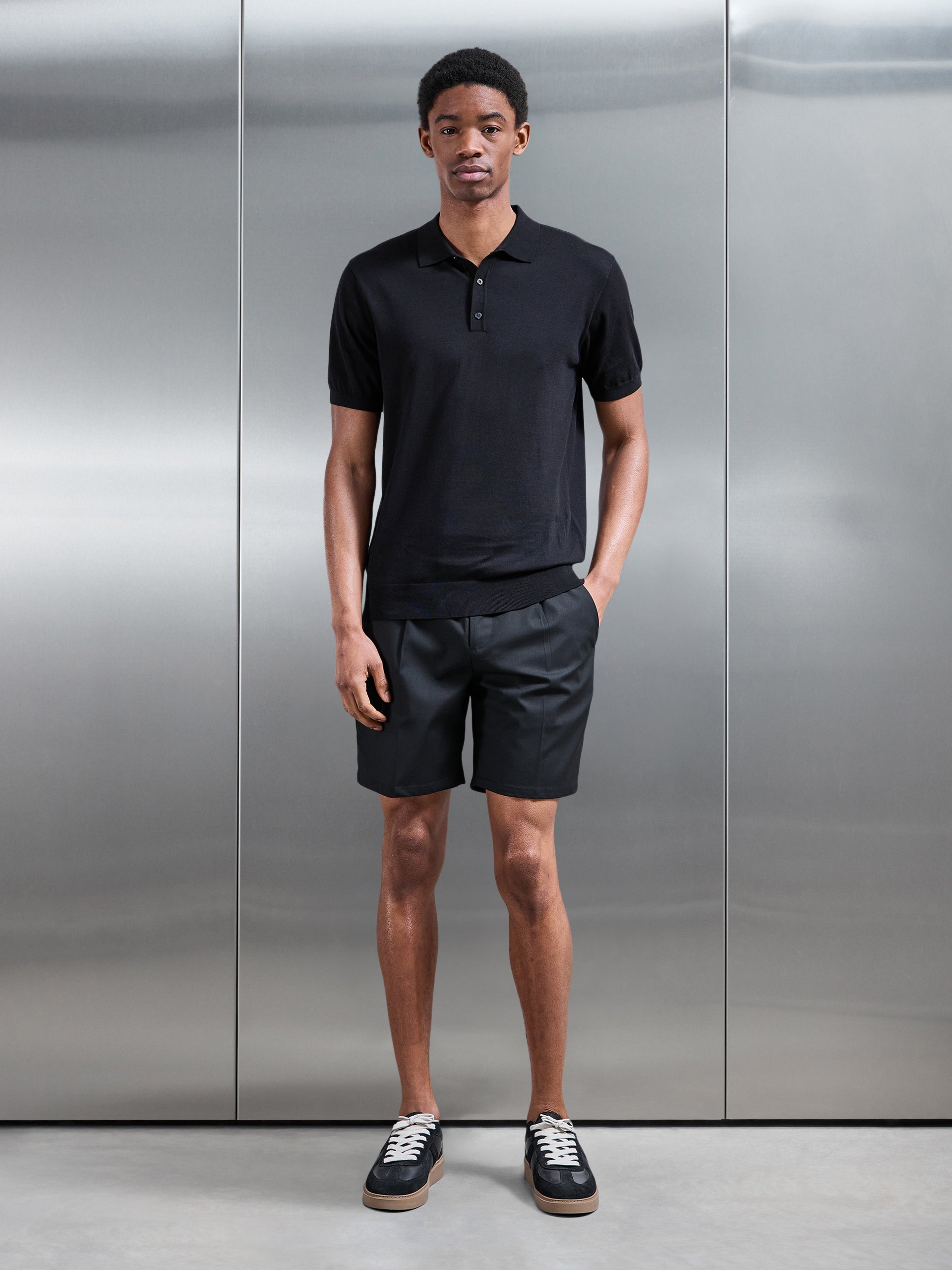 Formal Stretch Side Adjuster Short in Black