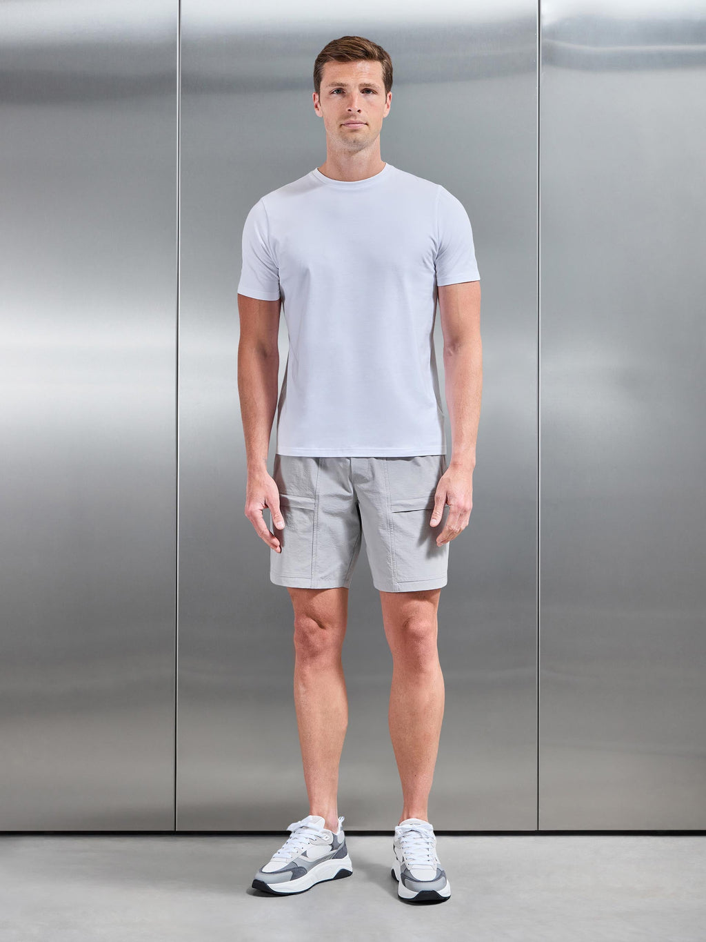 Front Pocket Technical Cargo Short in Mid Grey