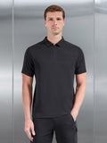 Hybrid Cargo Zip Polo Shirt in Black
