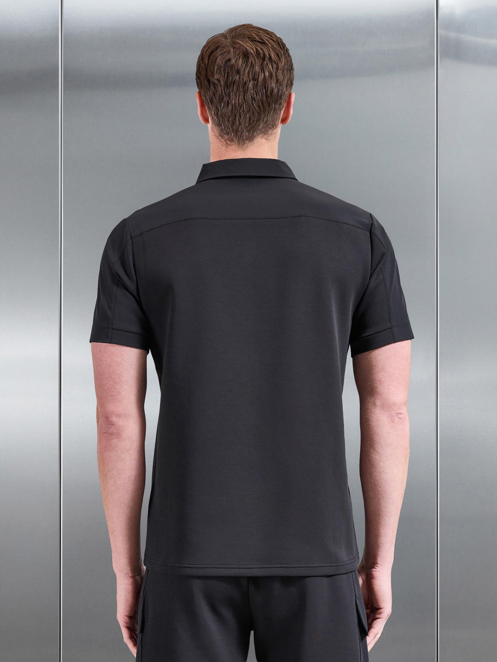Hybrid Cargo Zip Polo Shirt in Black