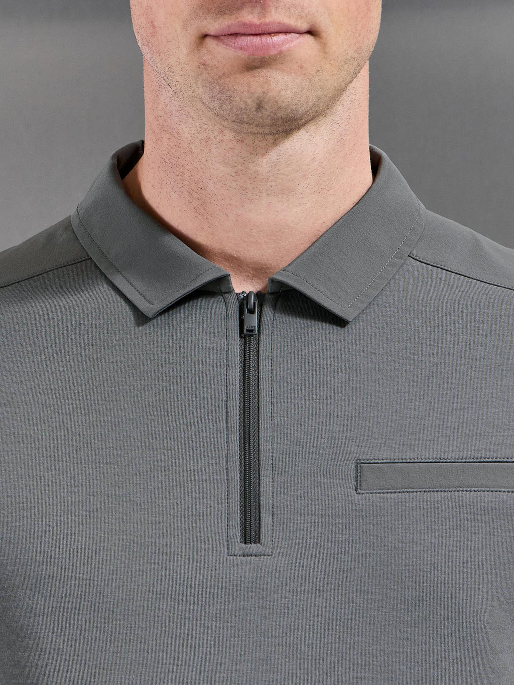 Hybrid Cargo Zip Polo Shirt in Grey